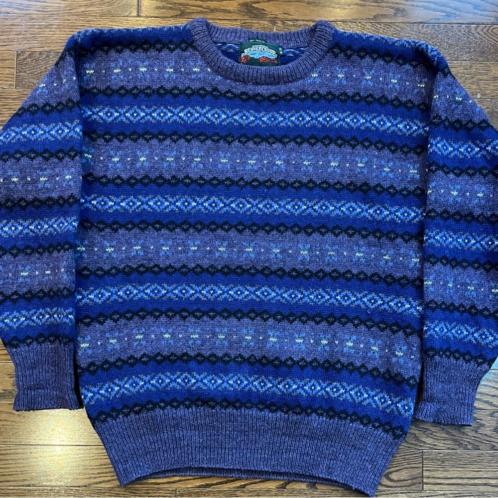 Beaver Canoe Vintage Shetland Wool Fair Isle Sweater | Hand Frame Knit | S/P